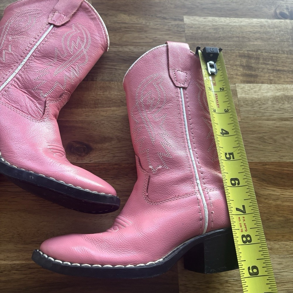 OLD WEST Pink Corona Leather Pull-On Cowboy Western Boots Toddler Girl Size 9.5D - Picture 2 of 16